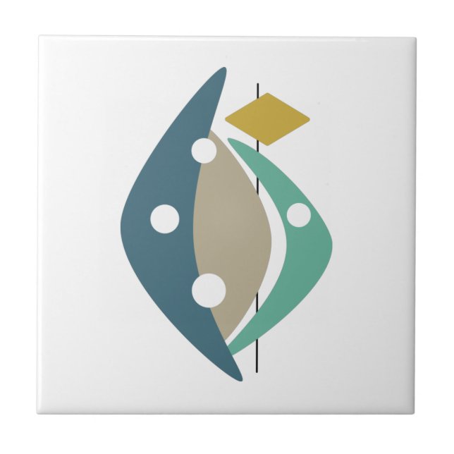 Meio século de Formas Boomerang Azul Moderno (Frente)