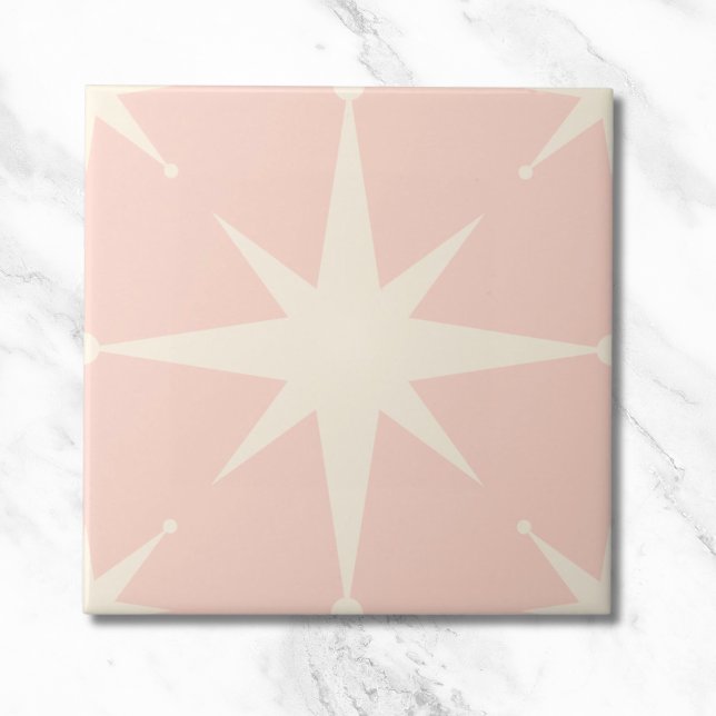 meio século de Starburst Moderno cor-de-rosa (pink starburst tiles for a midcentury modern style to your bathroom floor tiles)