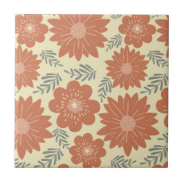 Meio século De Vintagem Moderna Flor Marrom