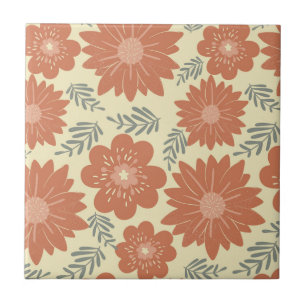 Meio século De Vintagem Moderna Flor Marrom