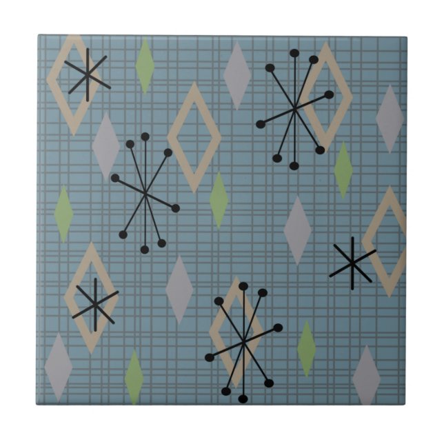 Meio século Diamantes Modernos Chapa Cinza Azul (Frente)