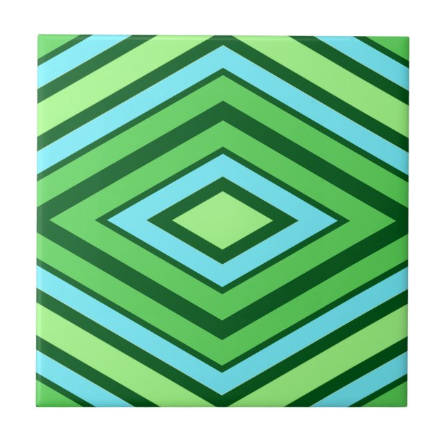 Meio século Diamond Pattern Jade Green e Aqua (Frente)