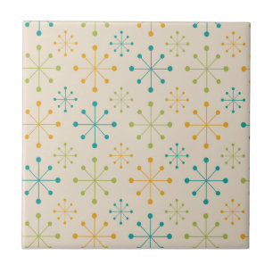 Meio Século Estrela Atômica Laranja Verde Turquesa