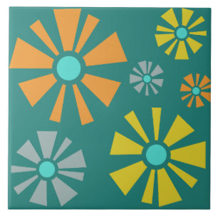 Meio século Flores Modernas Teal
