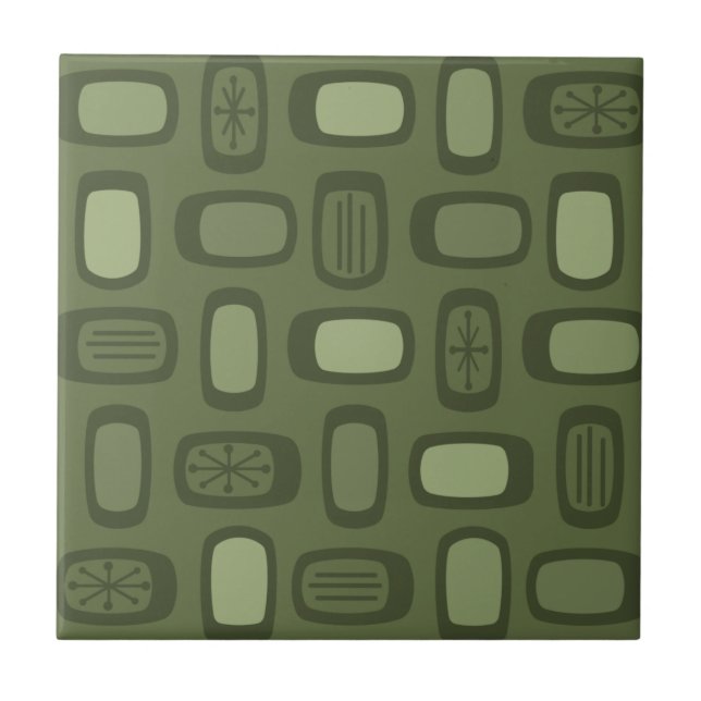 Meio século MCM Arredondado Retângulo Verde Azul (Frente)