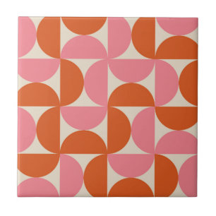 Meio Século Meios Círculos Rosa Laranja Geométrico