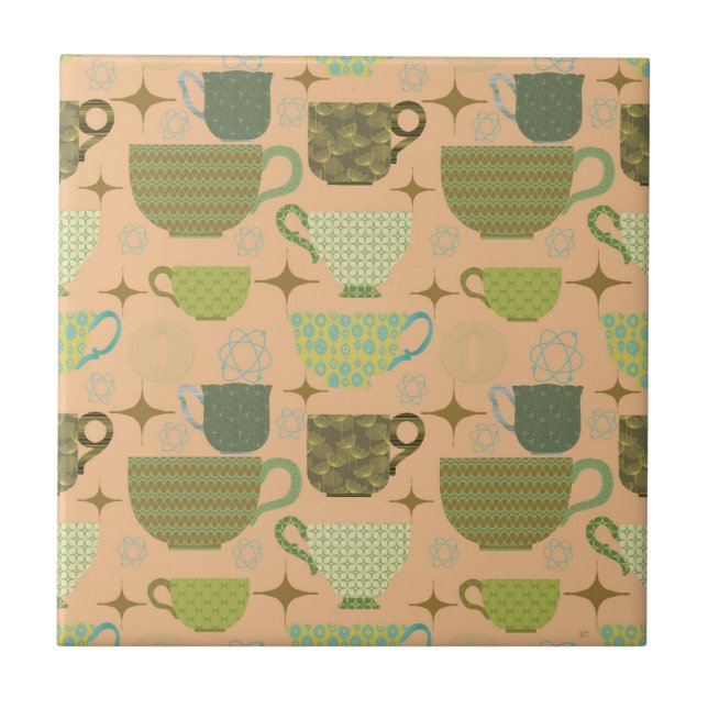 Meio século Modern Coral Teacup (Frente)