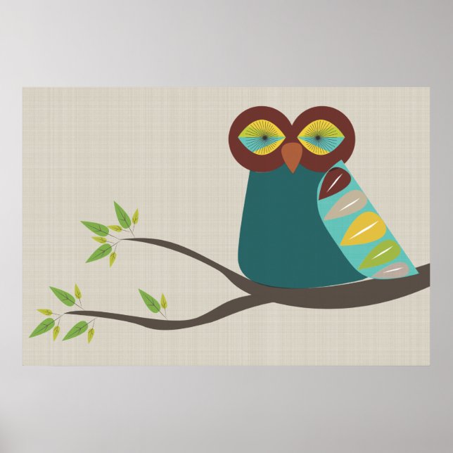 Meio século Modern Owl Poster (Frente)