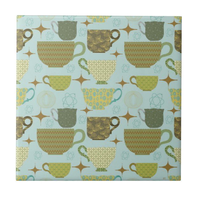 Meio século Modern Turquoise Teacup (Frente)