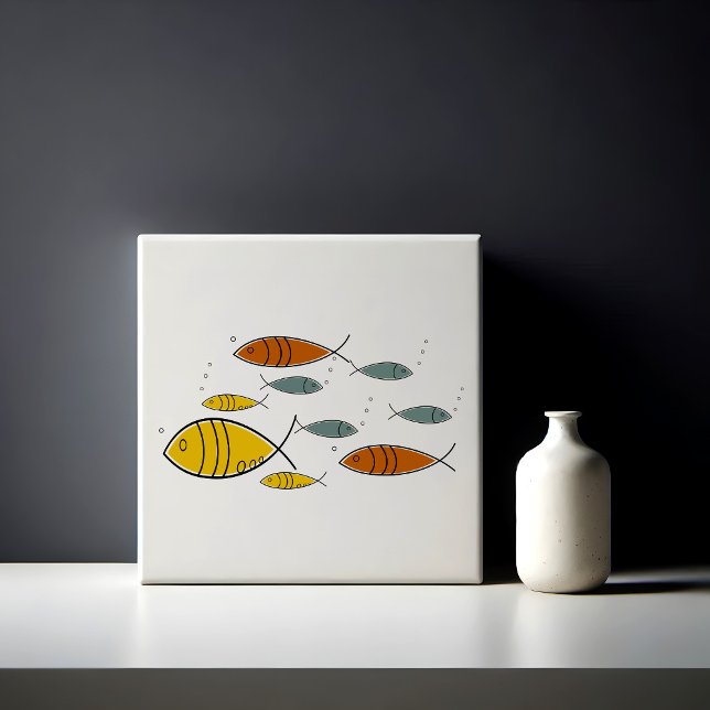 meio século Moderno da Era Atômica - Nadação de Pe (Mid Century Modern Fish Swimming Pattern Retro Vintage Eames Atomic Era MCM)