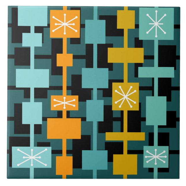 Meio século Moderno de Teal Multicolorido (Frente)