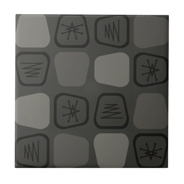 Meio século Moderno Esticado Quadrados Preto (Frente)