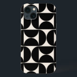 Meio século Padrão Vintage Moderno Preto e Branco<br><div class="desc">Padrão Moderno do Meio século Retroativo - Formas Geométricas do Abstrato - Padrão Minimalista em preto e branco creme.</div>