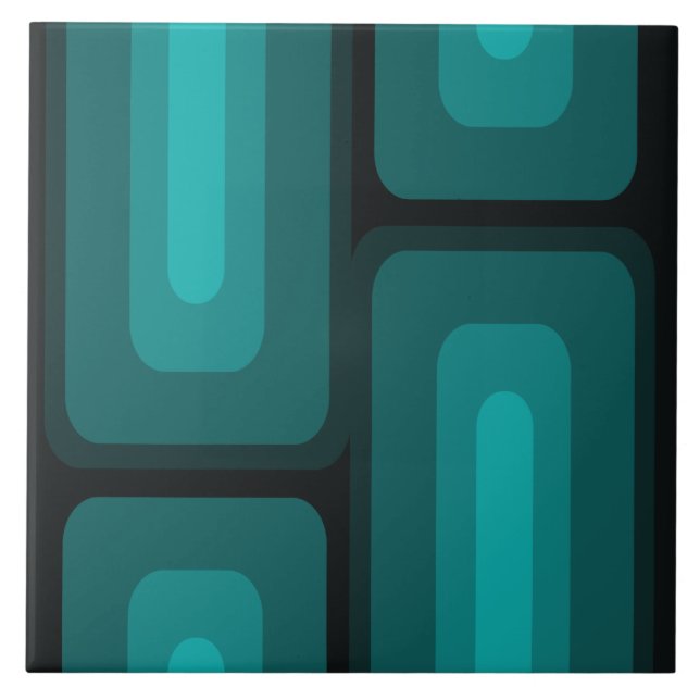 Meio século Retângulo Longo Moderno Teal (Frente)