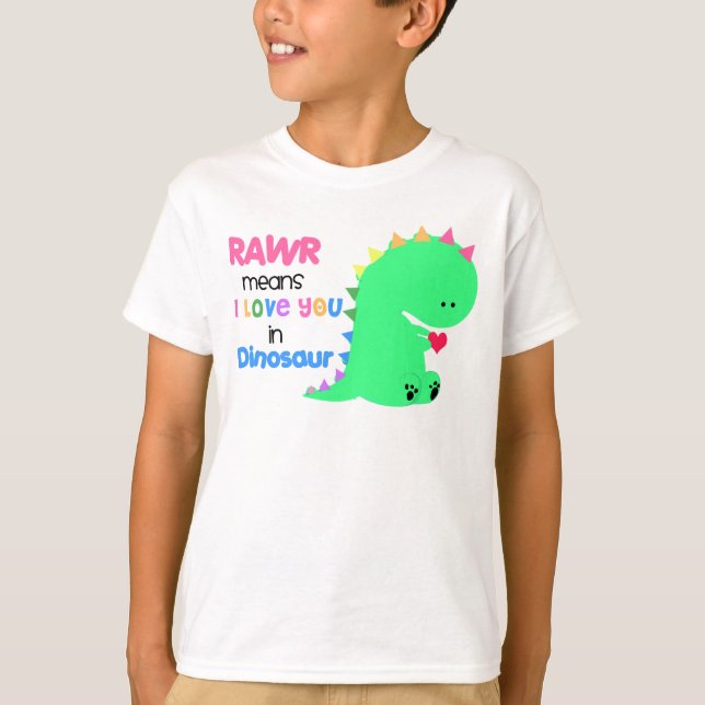 Meios de Rawr eu te amo na camisa #2 do DINOSSAURO (Frente)