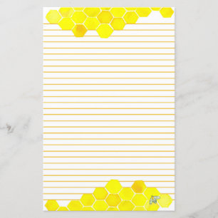 Mel Bee Honeycomb Yellow Lined Letter Escrevendo