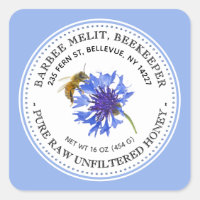 Mel Etiqueta Azul Flor Abelhas
