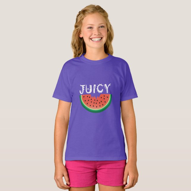 Melancia Juicy - Camisa Básica Para Meninas (Frente Completa)