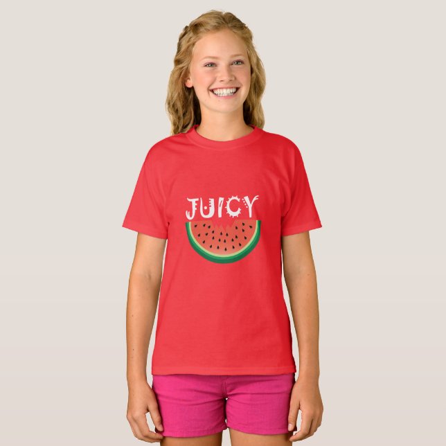 Melancia Juicy - Camisa Básica Para Meninas (Frente Completa)