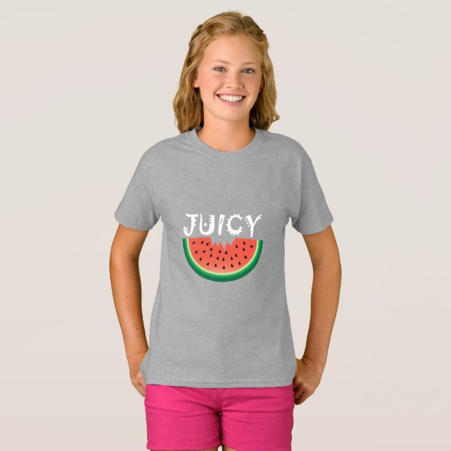 Melancia Juicy - Camisa Básica Para Meninas (Frente Completa)