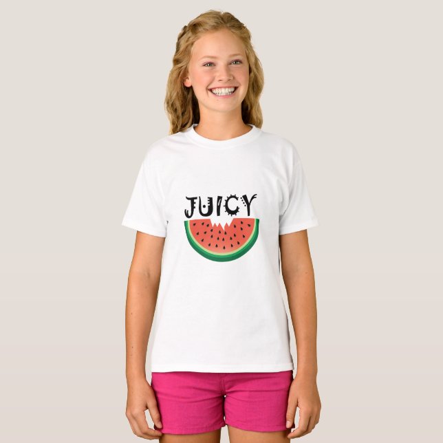 Melancia Juicy - Camisa Básica Para Meninas (Frente Completa)