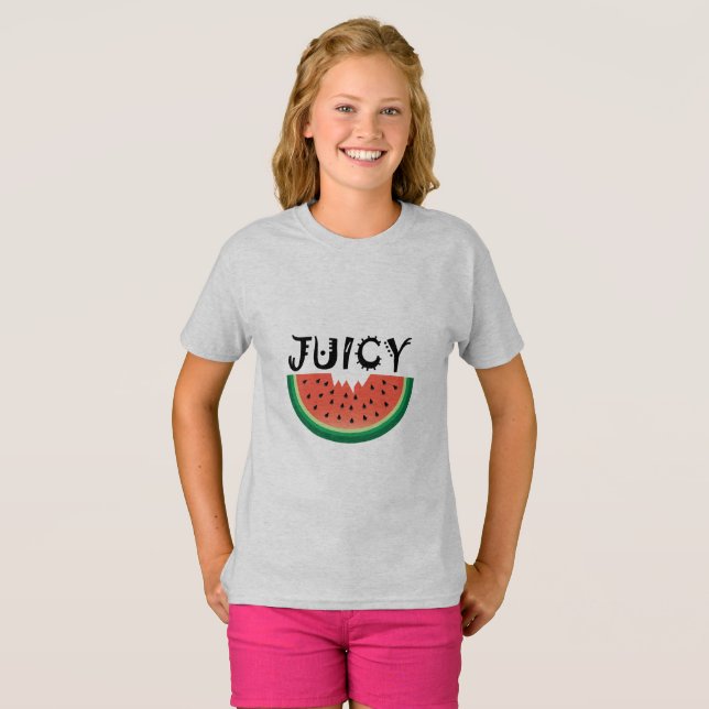 Melancia Juicy - Camisa Básica Para Meninas (Frente Completa)