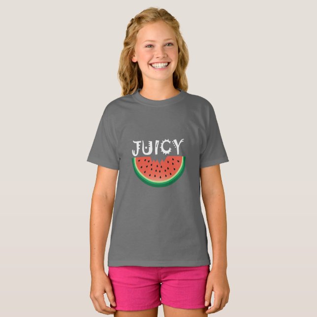 Melancia Juicy - Camisa Básica Para Meninas (Frente Completa)