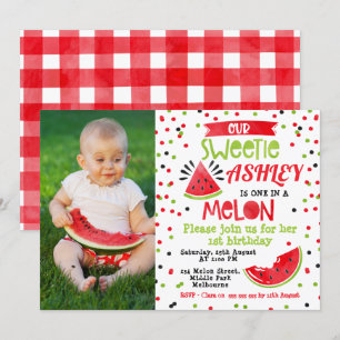 Melancia Um Em Um Convite De Aniversário De Melã