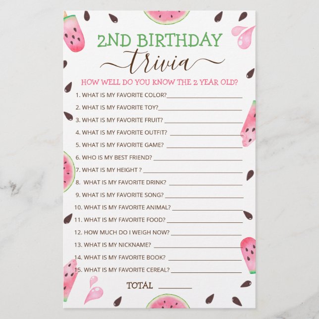 Melancia Um Num Jogo De segundo aniversário Melão (Frente)