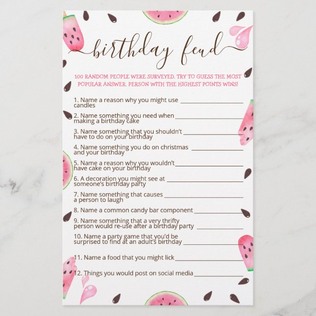 Melancia Um Num Jogo Melon Birthday Feud (Frente)