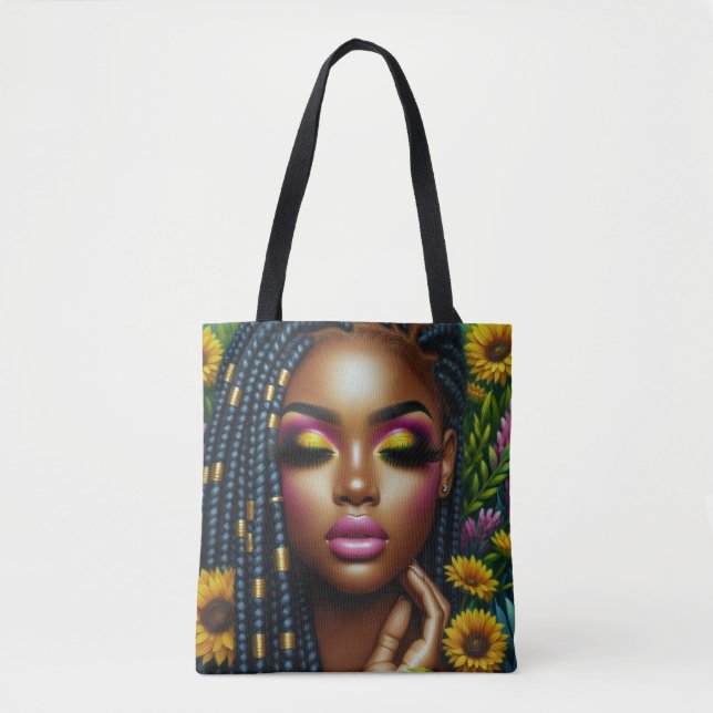 Melanin Queen Floral Tote Bag (Frente)