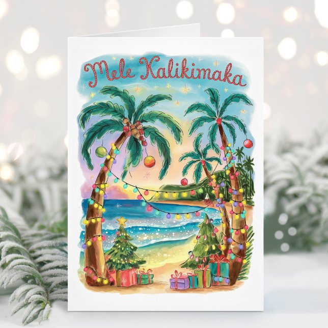 Mele Kalikimaka Hawaiian Feliz Cartão de Natal (Criador carregado)