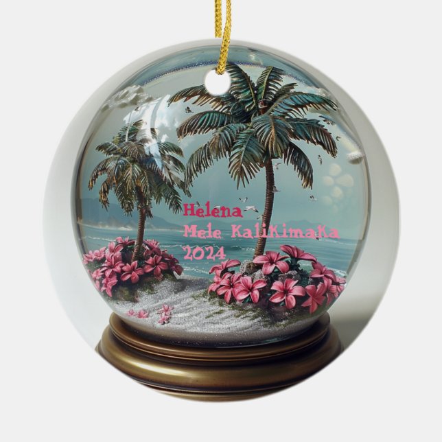 Mele Kalikimaka Ornamento Personalizado Havaiano (Frente)
