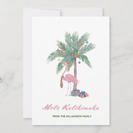 Mele Kalikimaka Rosa Flamingo Em Santa Hat