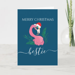 Melhor amiga Cartão de flamingo de festa de Natal