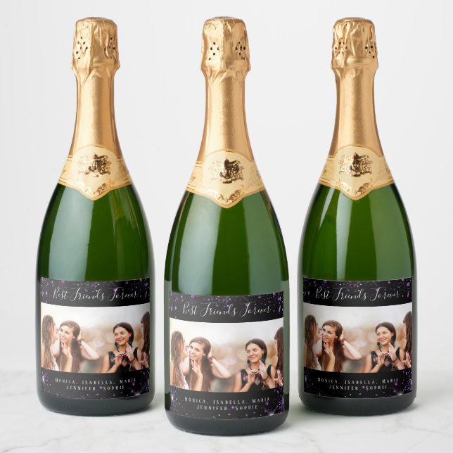 Melhor amigo para sempre foto preto brilho roxo (Garrafas)