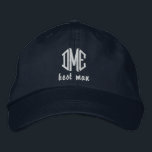 Melhor Boné Personalizado de Monograma de Casament<br><div class="desc">Surpreenda o Melhor Homem com este legal boné no estilo do beisebol que apresenta seu monograma de 3 letras e as palavras "melhor homem" abaixo. Altere facilmente o texto e a cor do boné para corresponder ao tema/cores do seu casamento (este é azul marinho tão perfeito para o casamento com...</div>