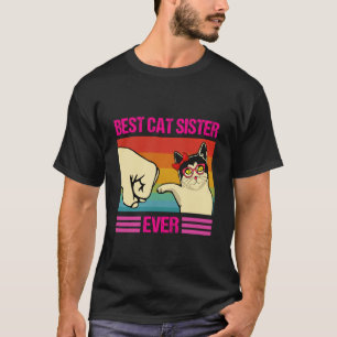 Melhor Camiseta de Irmã de Gato Engraçada para Mul
