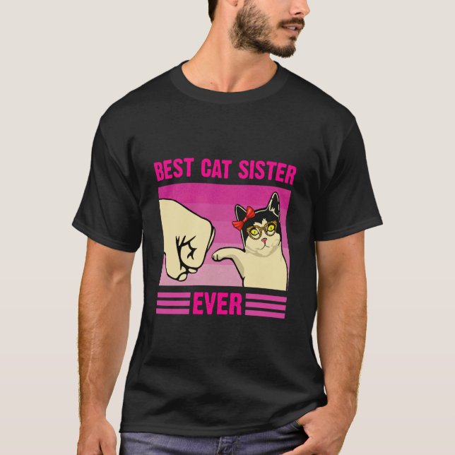Melhor Camiseta de Irmã de Gato Engraçada para Mul (Frente)