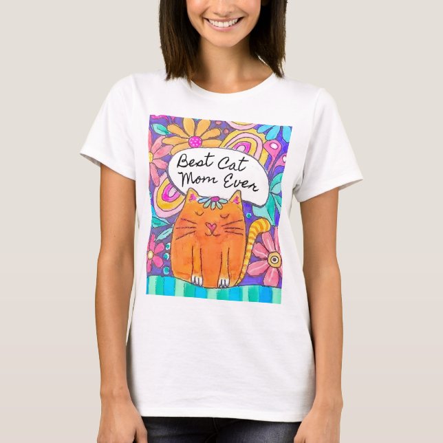 Melhor Camiseta de Presente de Gato para Mãe de Ga (Frente)