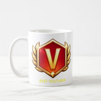 MELHOR CANAL YOUTUBER V Logo Caneca de Café