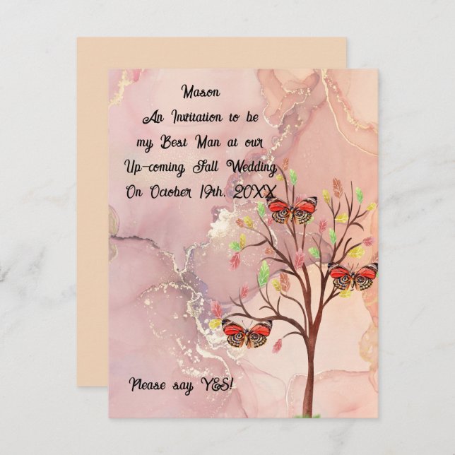 Melhor Cartão de Casamento outono de Solicitação d (Frente/Verso)