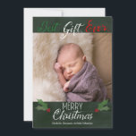 Melhor Cartão de Natal De Quadro De Quadrinhos<br><div class="desc">Este adorável cartão com fotos de feriado mostra sua foto,  folhas de folga e texto de feriado no fundo do quadro. A parte de trás da carta apresenta flocos de neve e confete vermelho e branco. Fotografia © Storytree Studios,  Stanford,  CA</div>