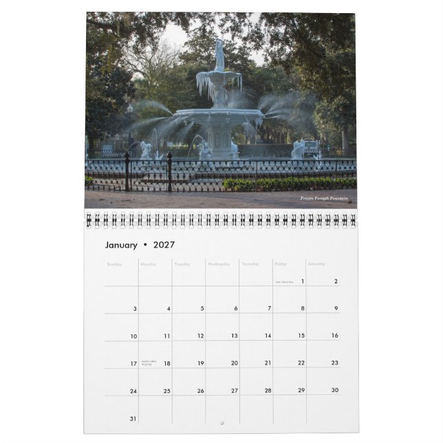 Melhor do savana, calendário de Geórgia (Jan 2027)