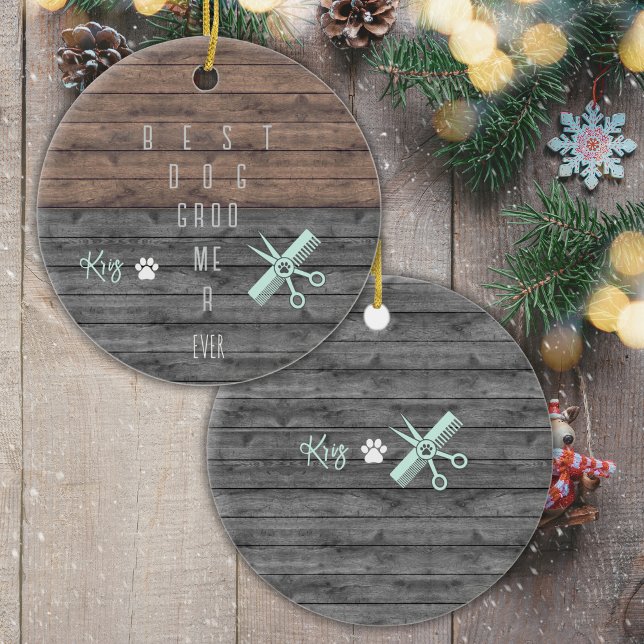 Melhor Enfeites de natal Personalizado para Cachor (Show your Favorite Dog Groomer how thankful you are for their hard work, with this custom ornament!)