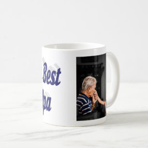 Melhor foto do avô com caneca de café azul escura