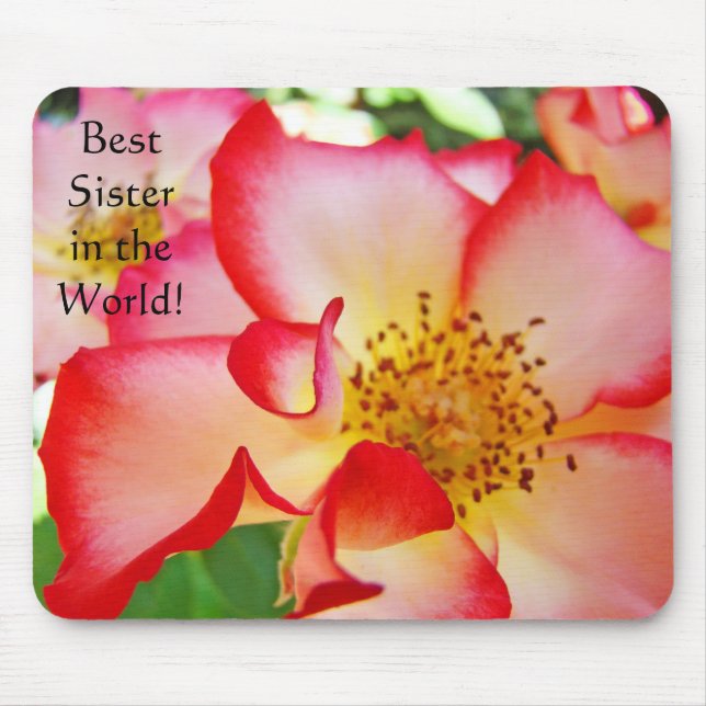 Melhor Irmã do Mundo! mousepad Rosa Flor (Frente)