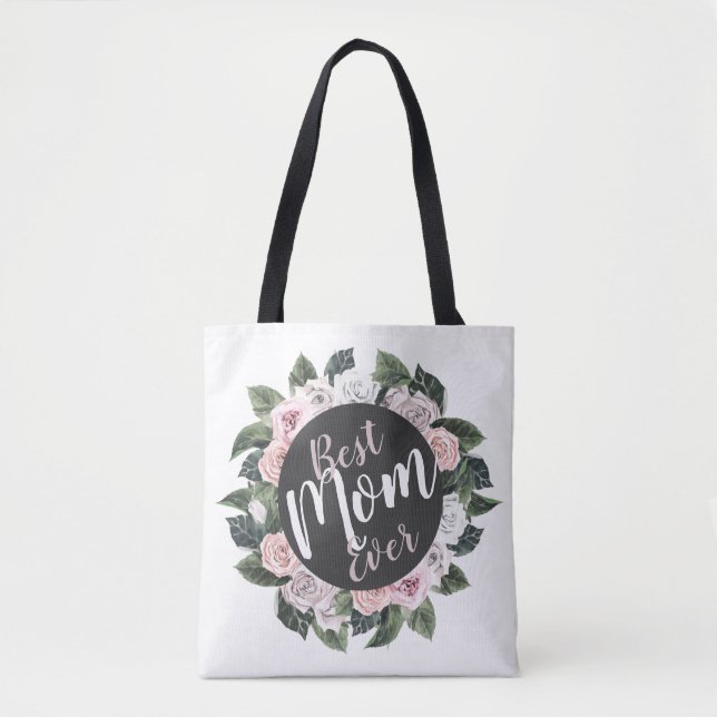 Melhor Mãe Alguma Vez Foto Floral Tote Bag (Frente)
