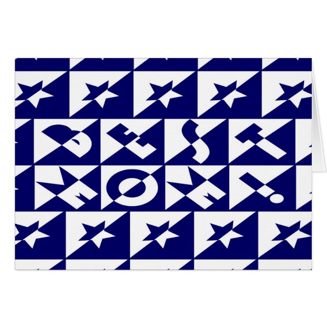 Melhor mãe azul com padrão branco e cartão de estr (Frente Horizontal)