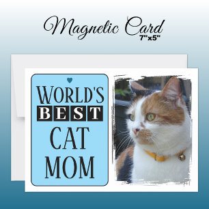Melhor mãe de gato ou cartão magnético azul de fot